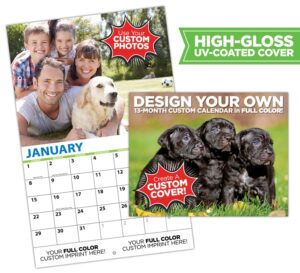 Custom printed calendar with personalized monthly images and business branding