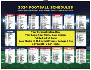 Custom 16-team Georgia-focused football schedule magnet designed and printed - SEC teams modified with local colleges and Atlanta Falcons
