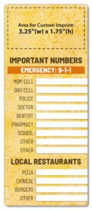 Custom 3.5 x 8 Important Phone Numbers Magnet designed and printed