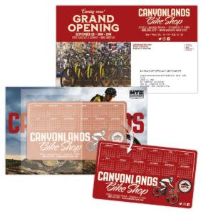 Direct mail postcard with 3.5 x 6 round-corner magnet secured under clear film