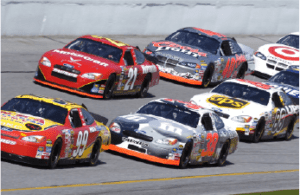 NASCAR schedule magnet top design with racing cars